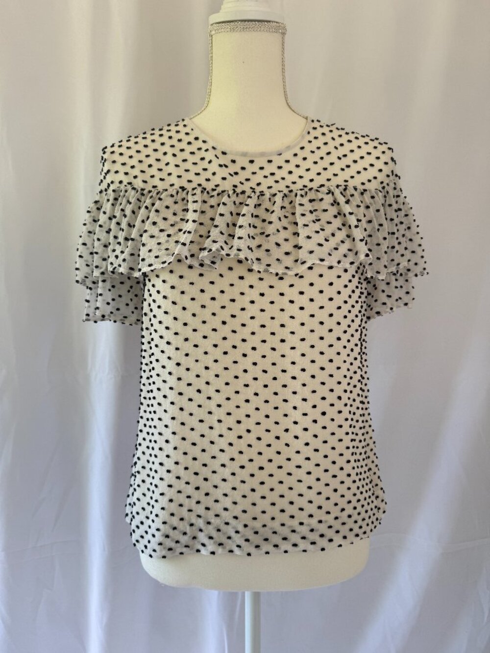 J. Crew Polka dot chiffon ruffle top
